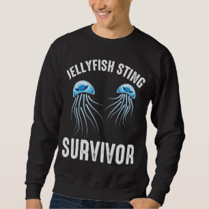 Jellyfish Sting Survivor - Scuba Diver Pun Lång Ärmad Tröja