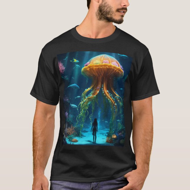 "Jellyfish T-Shirt - Vibrant and Artistic Ocean-in (Framsida)