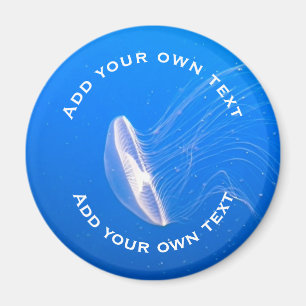 Jellyfish Tentacles Bright Blue Sea Anpassningsbar Magnet