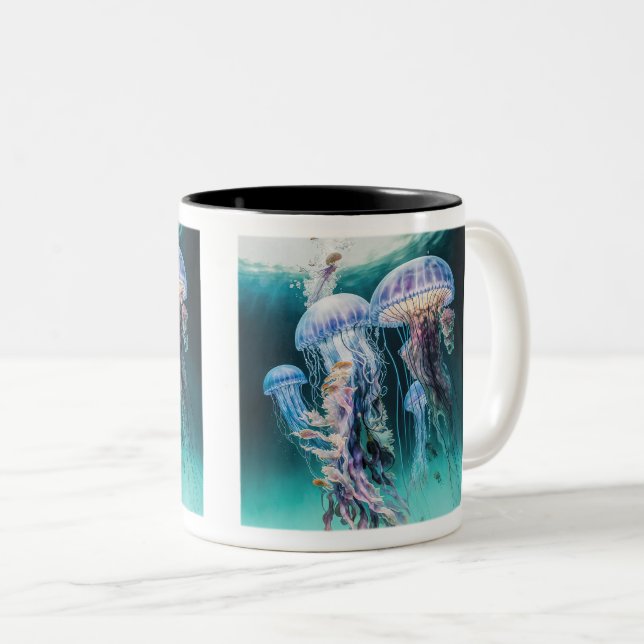 Jellyfish Two-Tone Mugg, 11 oz Två-Tonad Mugg (Framsida höger)