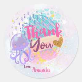 Jellyfish under sea Gift Märkres Favor Bag Runt Klistermärke