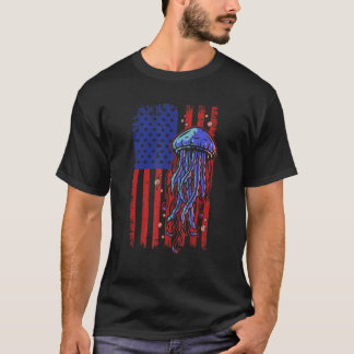 Jellyfish USA flagga Marine Biolog Ocean Animal T Shirt