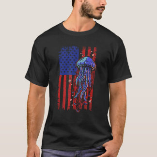 Jellyfish USA flagga Marine Biolog Ocean Animal T Shirt