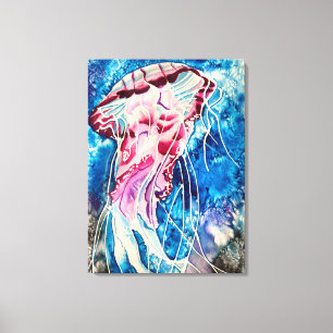 Jellyfish vattencolor oceanart canvastryck