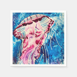 Jellyfish vattencolor oceanart pappersservett