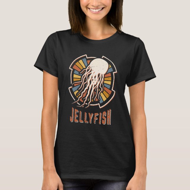 Jellyfish Vintage Classic Retro Animal Kärlek T Shirt (Framsida)