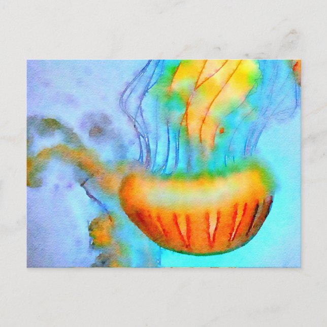 Jellyfish Watercolor Postcard Vykort (Framsida)