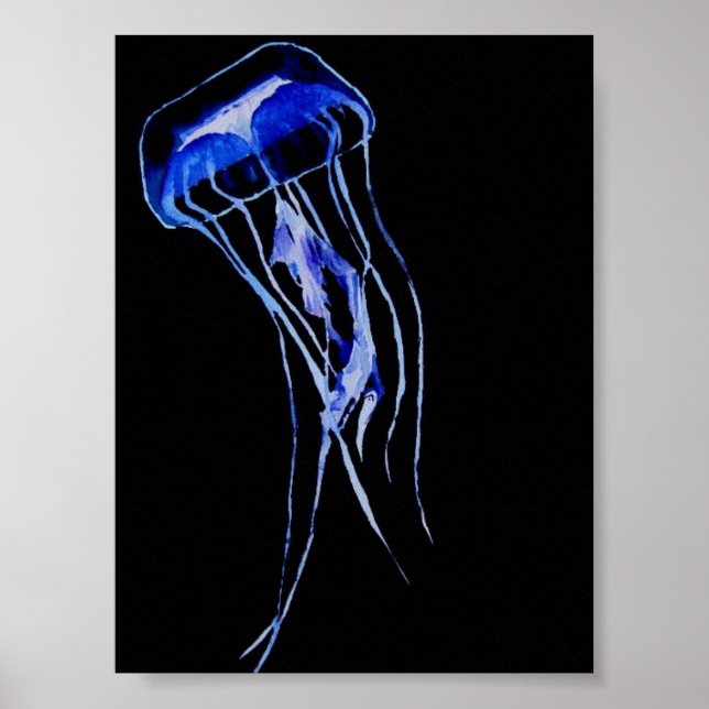 Jellyfish Watercolor Skriv ut Poster (Framsidan)