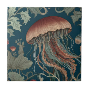 Jellyfish William Morris stil Sea Marine Kakelplatta