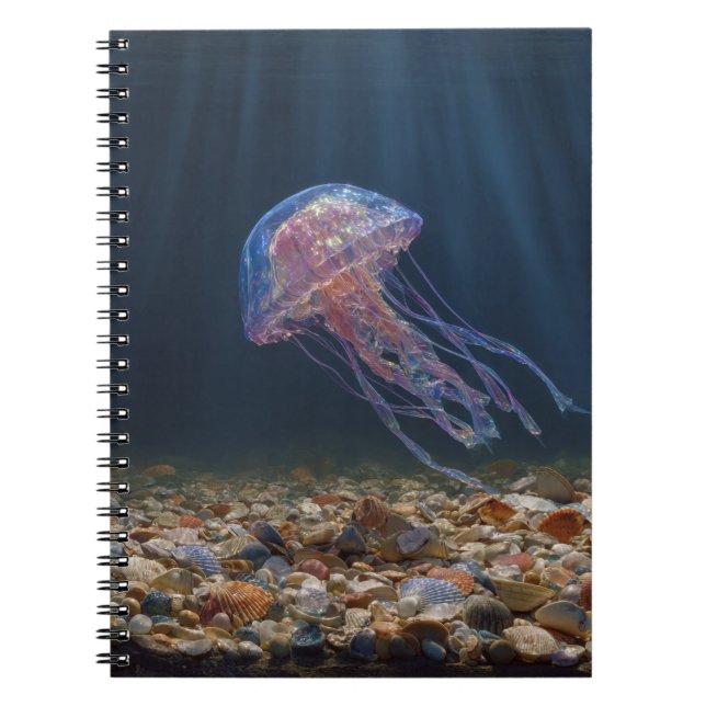 Jellyfish with Seashell Ocean Notebook Anteckningsbok (Framsidan)