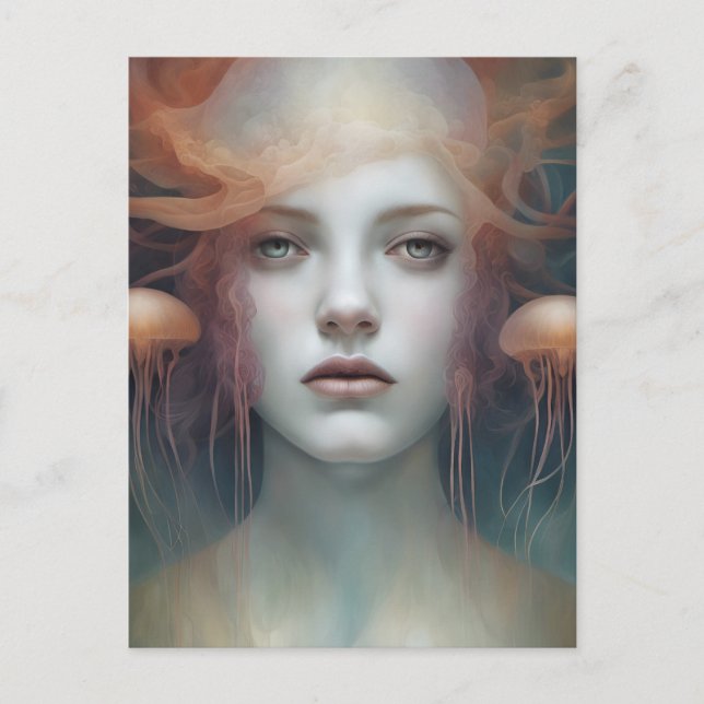 Jellyfish Woman Fantasy Vykort (Framsida)