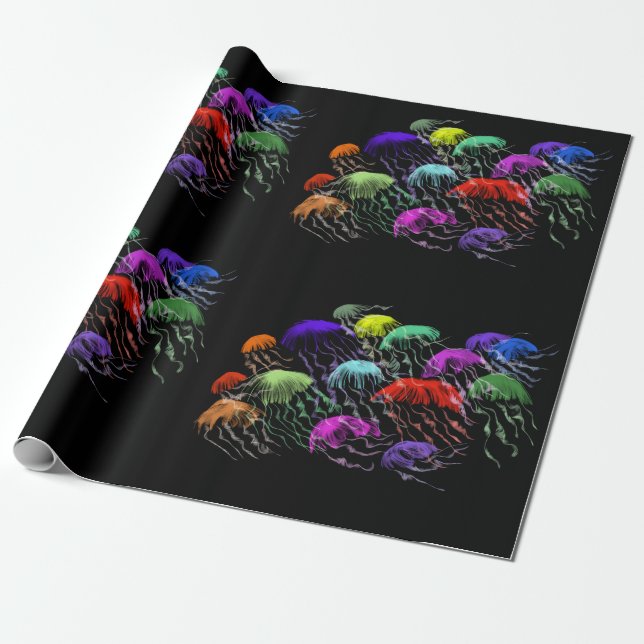 Jellyfish Wrapping Papper. Slaktavfall  Presentpapper (Utrullad)
