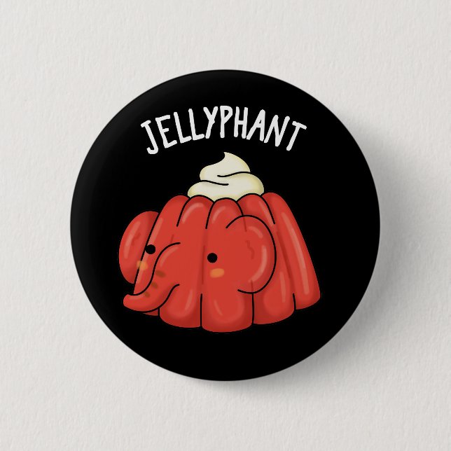 Jellyphant Funny Elephant Jelly Pun Mörk BG Knapp (Framsida)