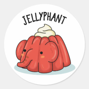Jellyphant Funny Elephant Jelly Pun Runt Klistermärke