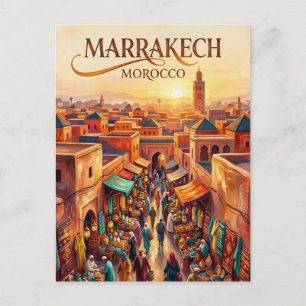 Jemaa el-Fnaa Marocko Vykort