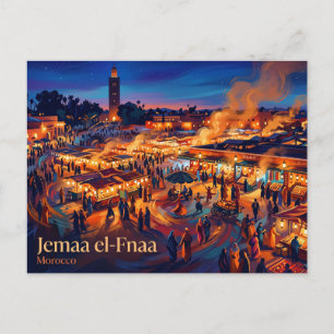Jemaa el-Fnaa Marocko Vykort