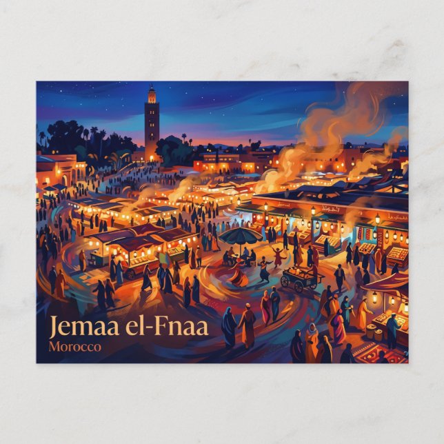 Jemaa el-Fnaa Marocko Vykort (Framsida)