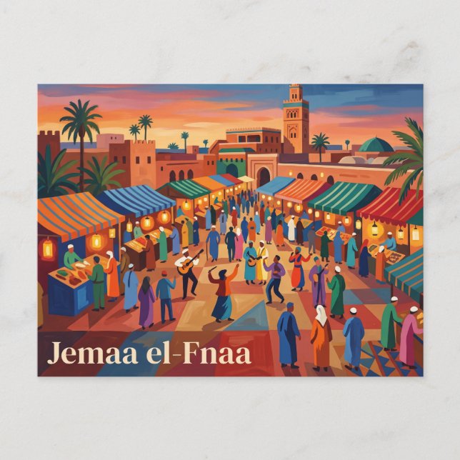 Jemaa el-Fnaa Marocko Vykort (Framsida)