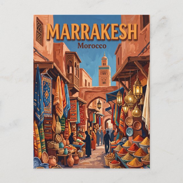 Jemaa el-Fnaa Marrakesh Marocko Vykort (Framsida)