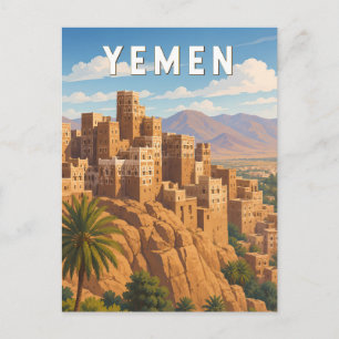 Jemen Illustration Resa Konst Vintage Vykort