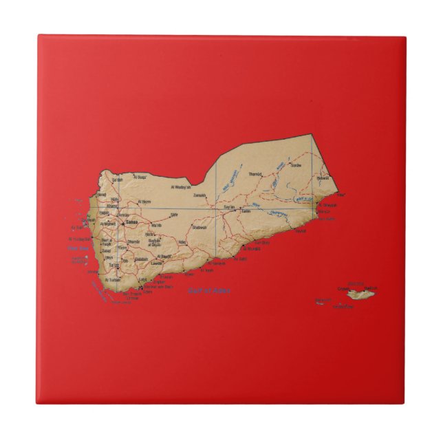 Jemen Karta Tile Kakelplatta (Framsidan)