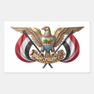 Jemen landsk coat vapen symbol emblem flag hök rektangulärt klistermärke