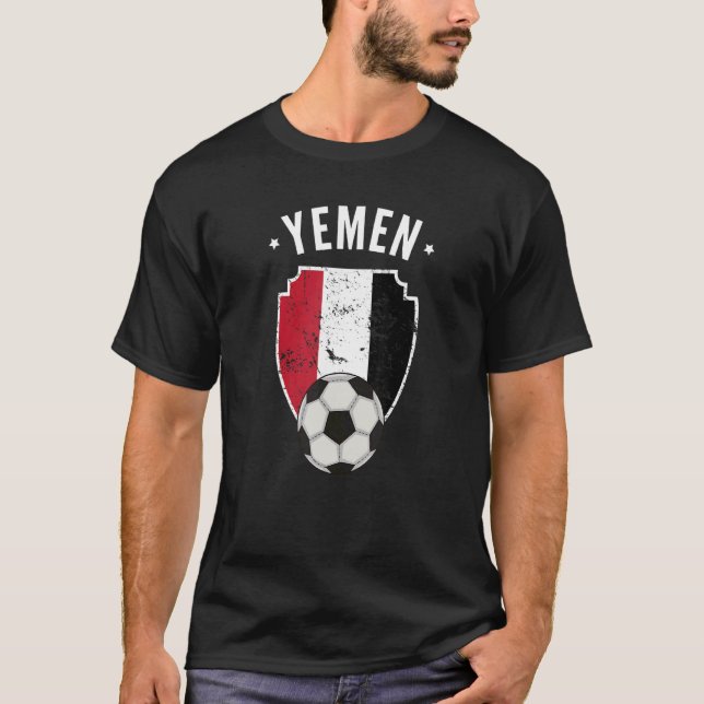 Jemen Soccer Yemen Flagga Football Yemeni Pride Ro T Shirt (Framsida)