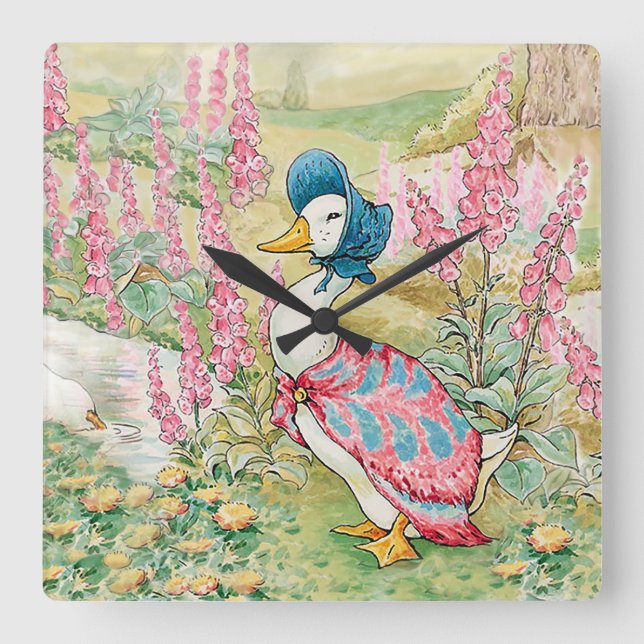 Jemima Puddle Anka av Sjö Fyrkantig Klocka (Framsida)