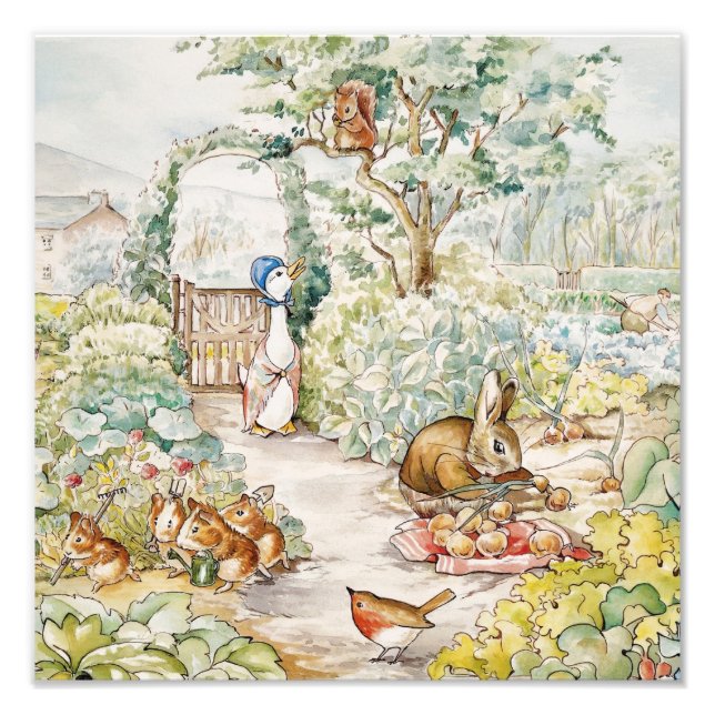 Jemima Puddle Anka i Mc Gregors Garden Fototryck (Framsidan)