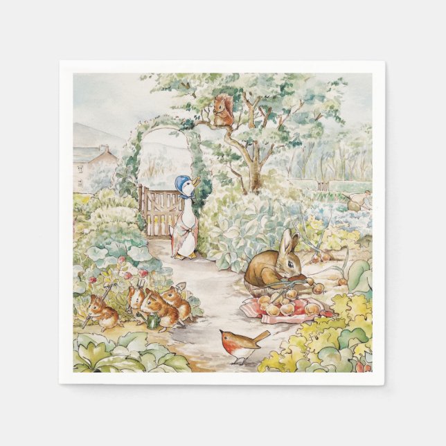 Jemima Puddle Anka i Mc Gregors Garden Pappersservett (Framsidan)