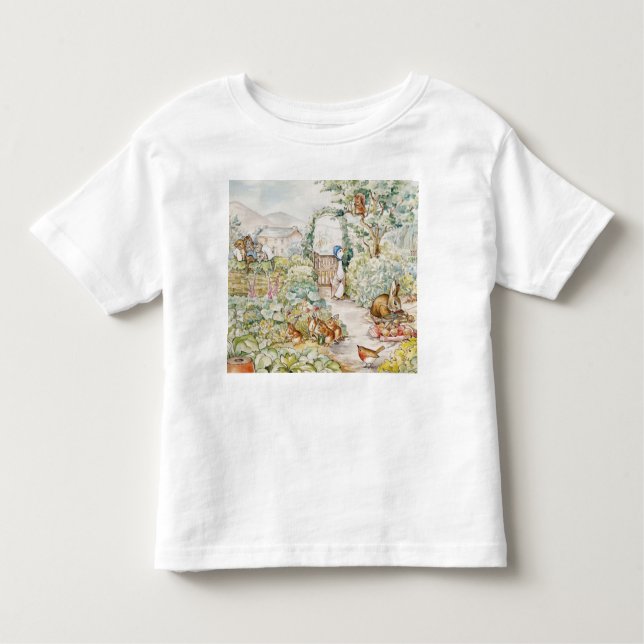 Jemima Puddle Anka i Mc Gregors Garden T Shirt (Framsida)