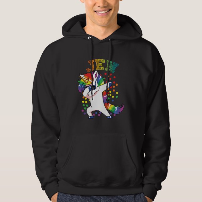 Jen Dabbing Unicorn Hoodie (Framsida)
