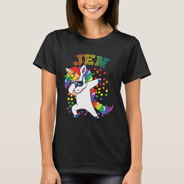 Jen Dabbing Unicorn T Shirt (Framsida)