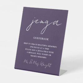 Jenga-gästbok Lila Minimalistisk Skrift