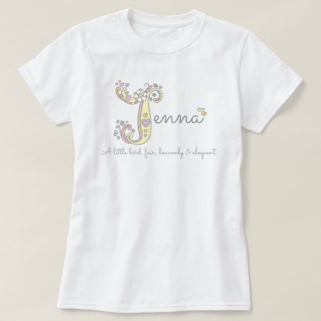 Jenna flickor J namn, som betyder monogramt Tee (Design framsida)