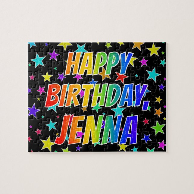 "JENNA" Förnamn, Rolig "GRATTIS PÅ FÖDELSEDAGEN" Pussel (Horisontell)