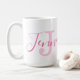 Jenna namn, betydelse och liten fågel med monogra kaffemugg