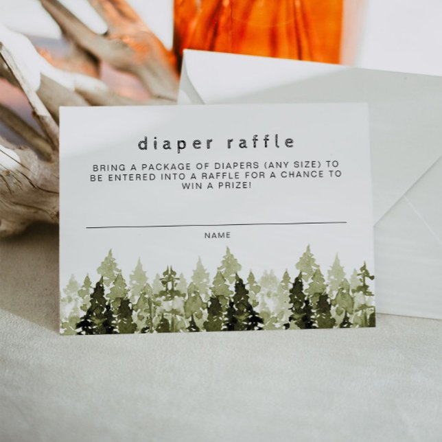 JENNA Rustic Watercolor Gräs Diaper Raffle Biljett Inbjudningar (Skapare uppladdad)
