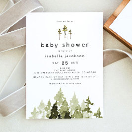 JENNA Rustic Watercolor Gräs Träd Baby Shower Inbjudningar