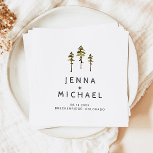 JENNA Träd-berget Gräs i Bröllop i Skogen Pappersservett