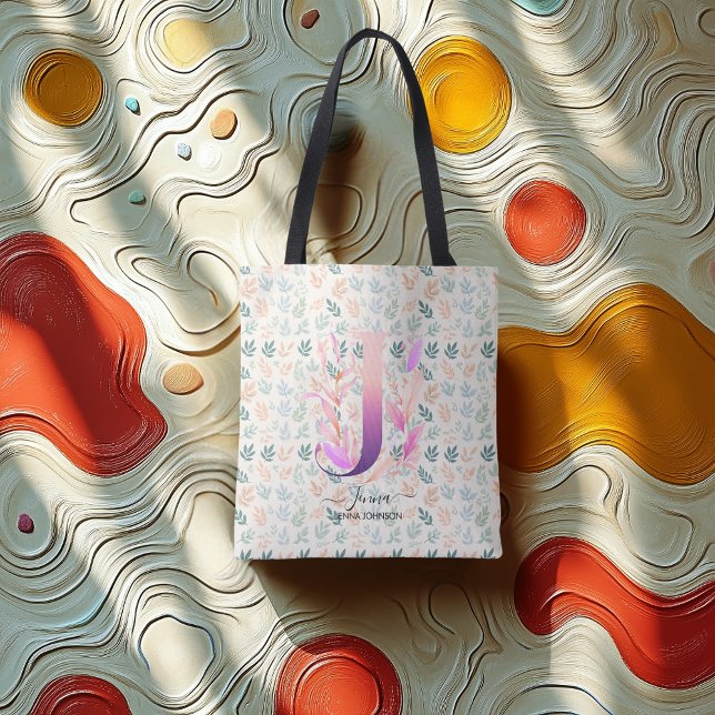 Jennas gedigna Blommigt Monogram Design - J Tygkasse (Skapare uppladdad)