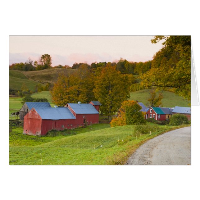 Jenne Farm i Woodstock, Vermont. Höst. Hälsningskort (Framsidan Horizontal)
