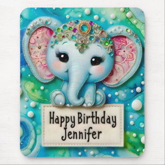 JENNIFER ~ BLUE ELEPHANT ~ Mousepad Musmatta