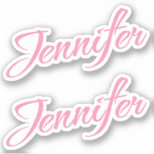 Jennifer Decorative Namn i Rosa x2 Sticker Klistermärken