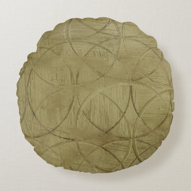 Jennifer Goldbergers målning av länkade cirklar Rund Kudde (Framsidan)