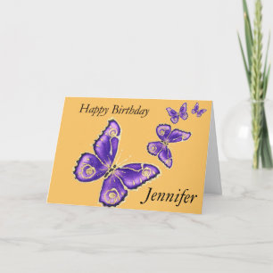 Jennifer, Grattis på födelsedagen Butterfly Card Kort