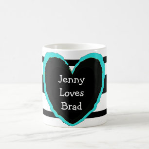 "Jenny älskar Brad" Kaffe kopp: Lägg till era namn Magisk Mugg