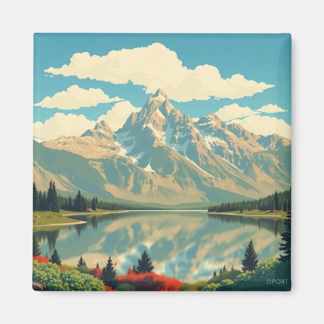 Jenny Lake Spegling Grand Teton Estetik Magnet (Framsidan)