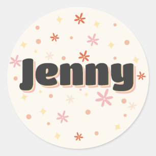 Jenny namn söt design runt klistermärke