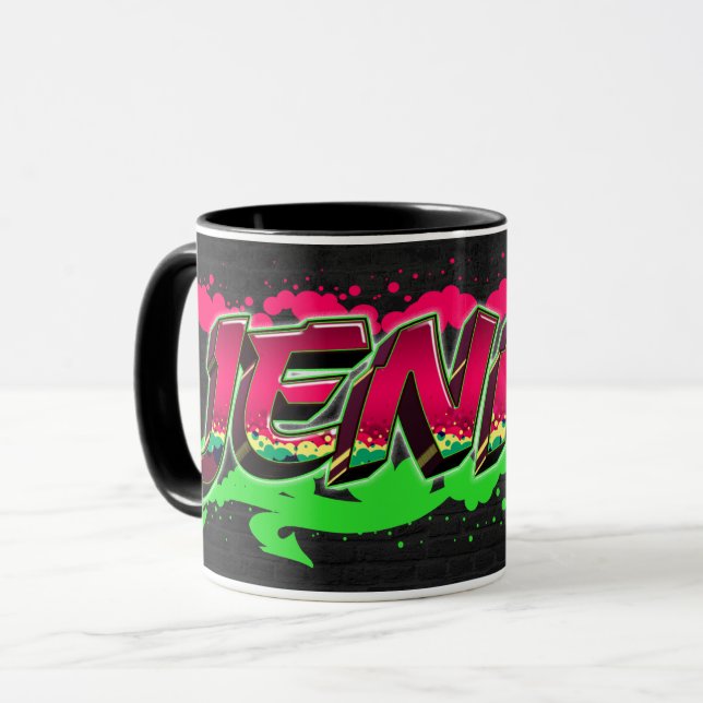 Jenny Vorname Name Graffiti red green Tasse Mugg (Framsida vänster)